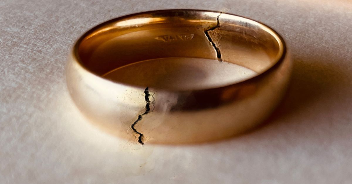 Wedding band that is cracked in two places